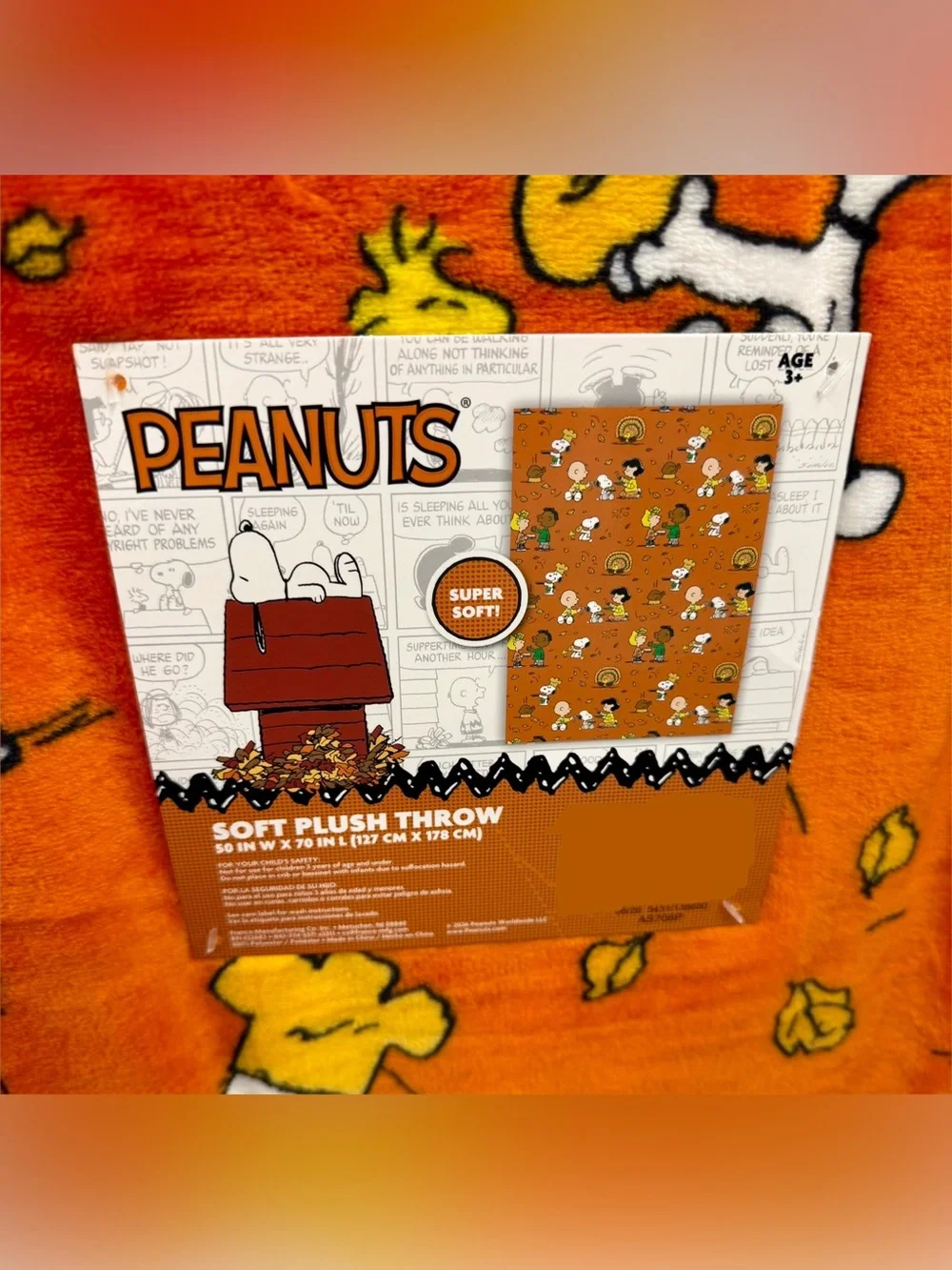 snoopy fall plush blanket throw